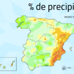 Porcentaje de precipitación. Primavera 2024, respecto a la media 1991-2020