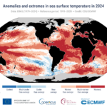 Anomalías y extremos de la temperatura superficial del mar en 2024, el año más caluroso